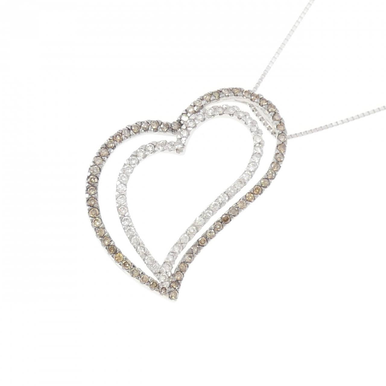 750WG/K18WG ハート ダイヤモンド ネックレス 1.20CT