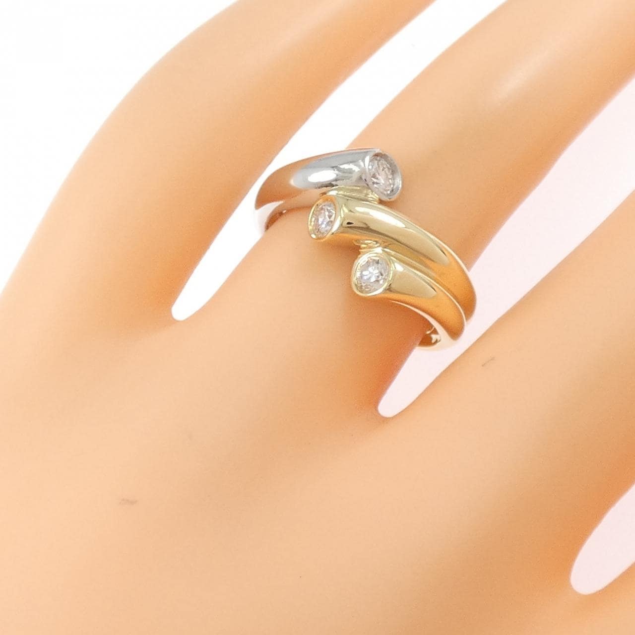 K18YG/PT900 ダイヤモンド リング 0.37CT