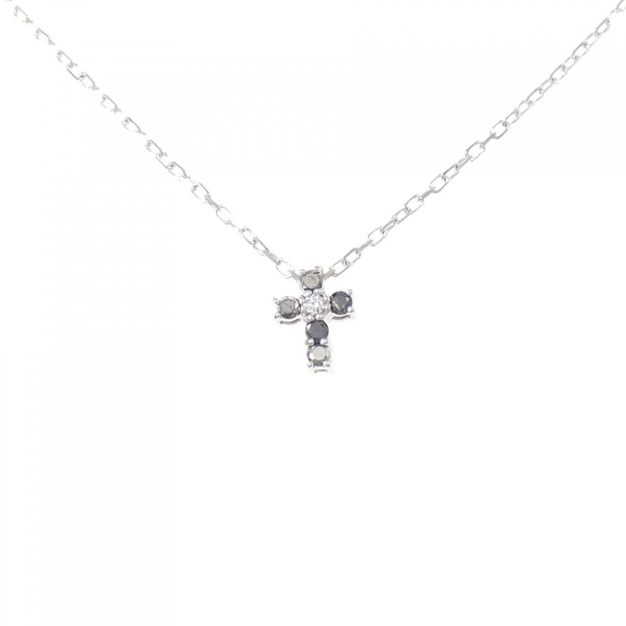 K18WG クロス ダイヤモンド ネックレス 0.06CT