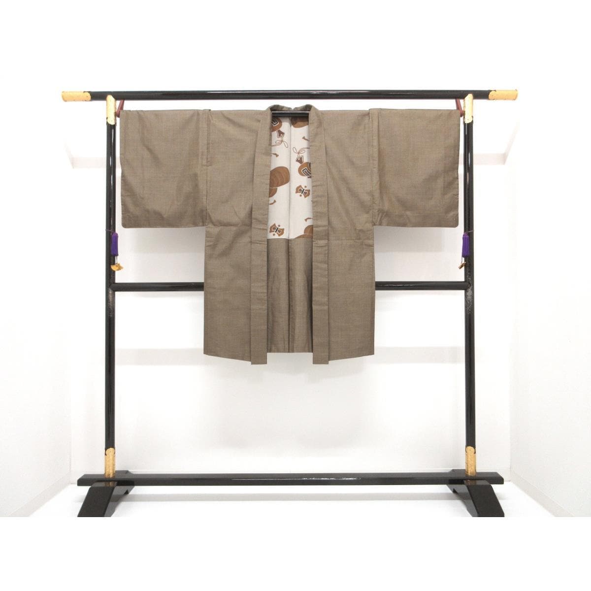 男士正品Ooshima Tsumugi 100 日元和服和羽织 2 件套