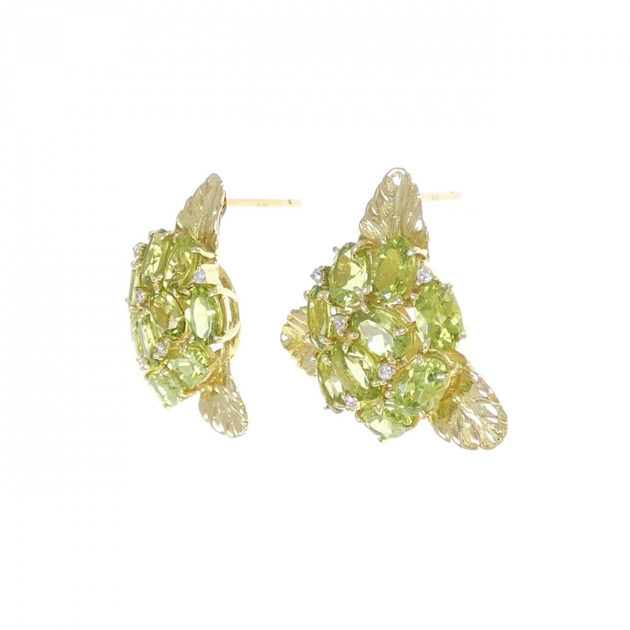 K18YG Flower Peridot Earrings 8.70CT