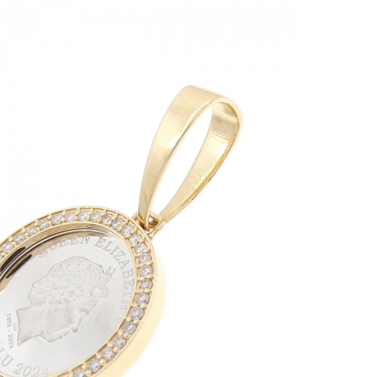 [新品] K18YG（框架）鑽石硬幣吊墜 0.20CT