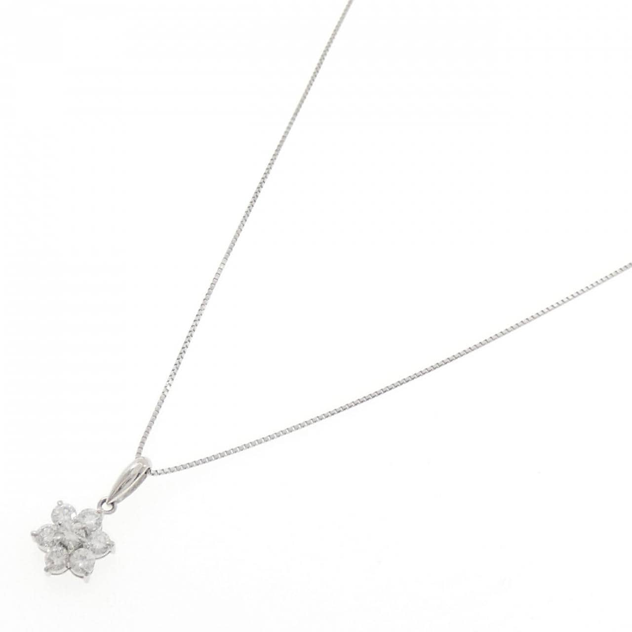 PT900/PT850 フラワー ダイヤモンド ネックレス 0.58CT