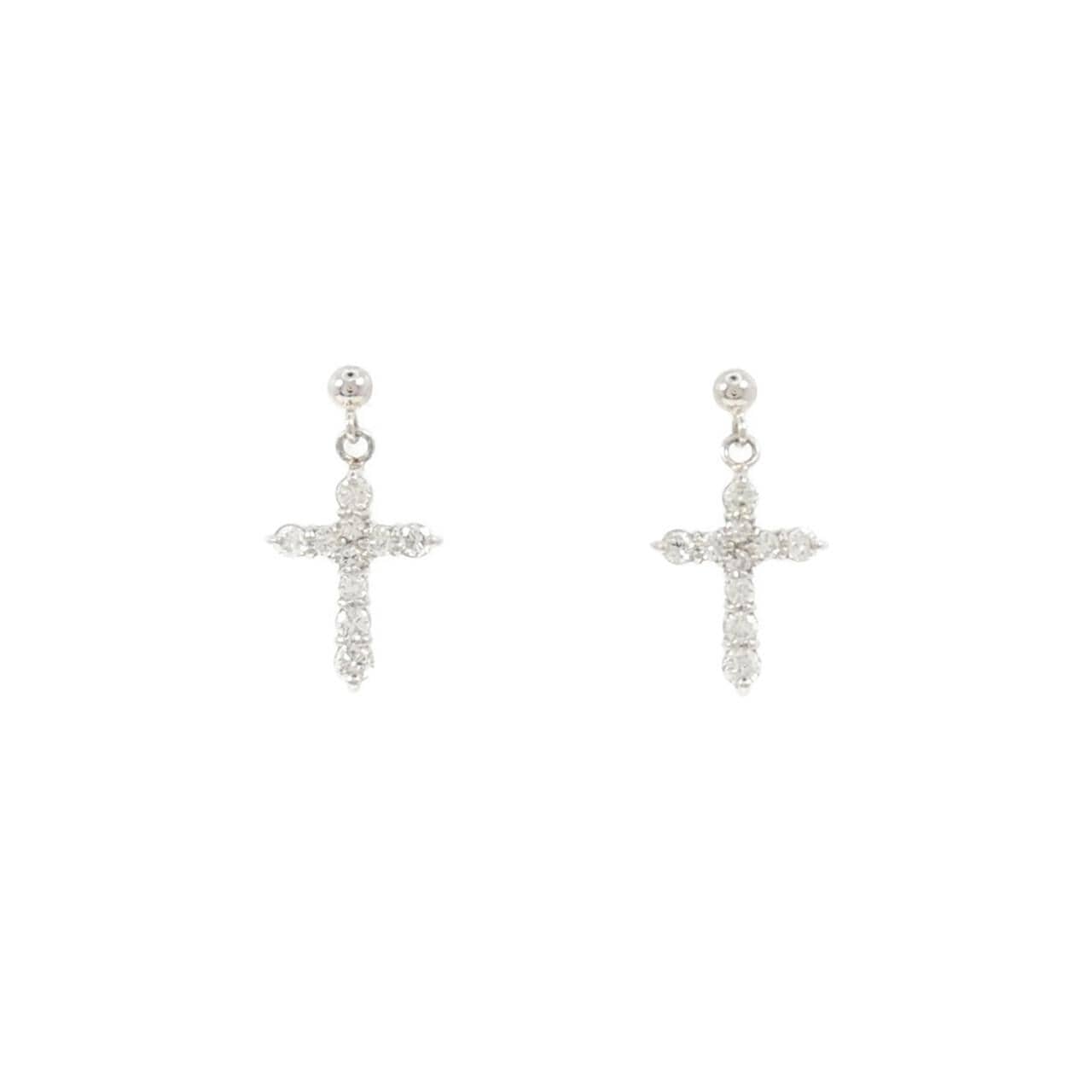 PT クロス ダイヤモンド ピアス 0.40CT