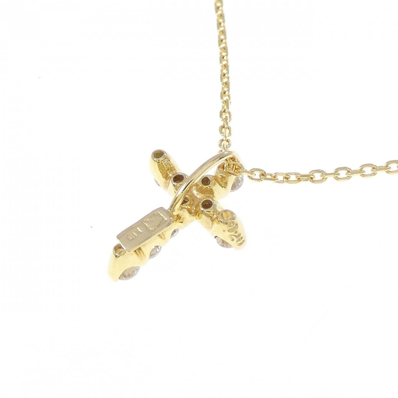 K18YG クロス ダイヤモンド ネックレス 0.20CT
