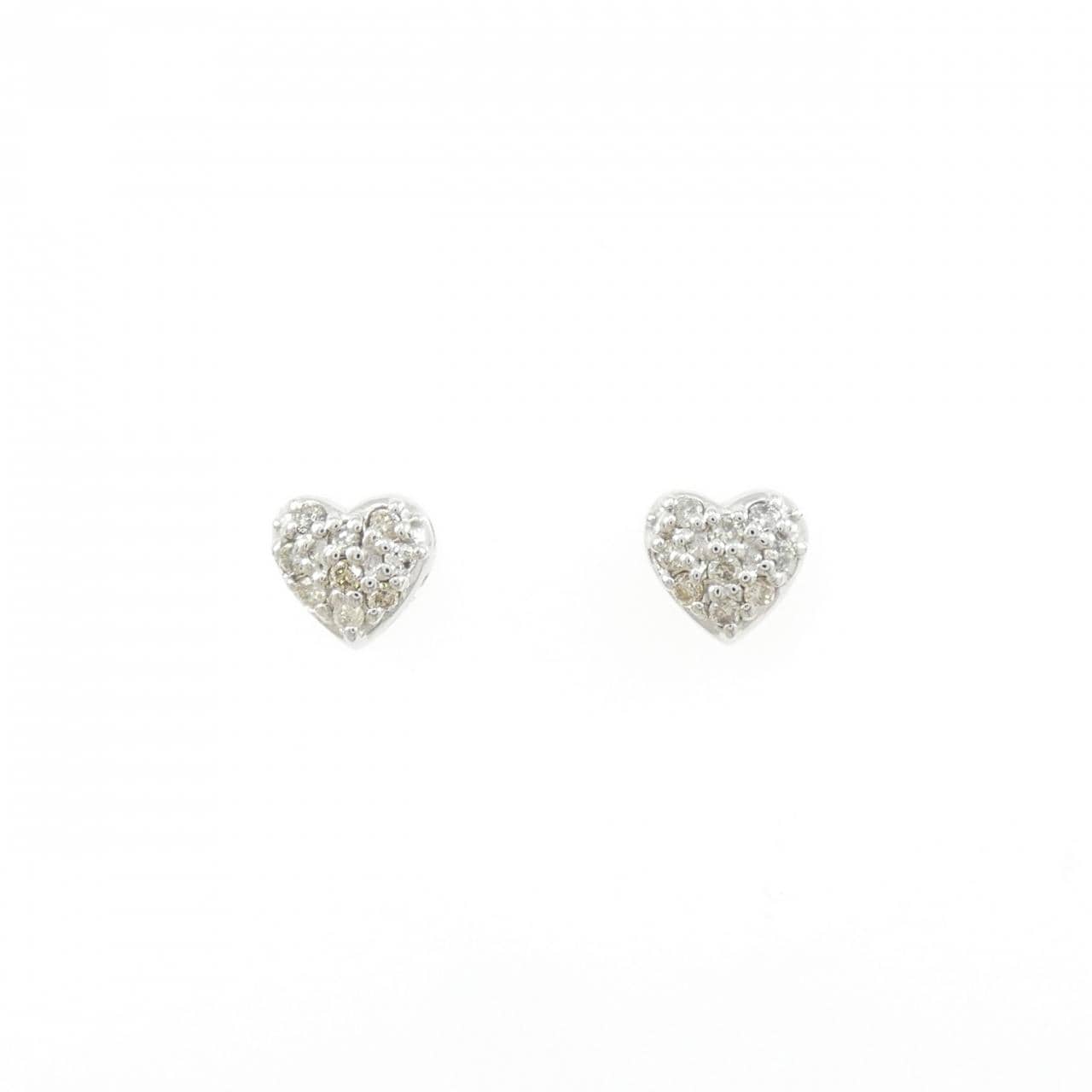 K18WG ハート ダイヤモンド ピアス 0.20CT