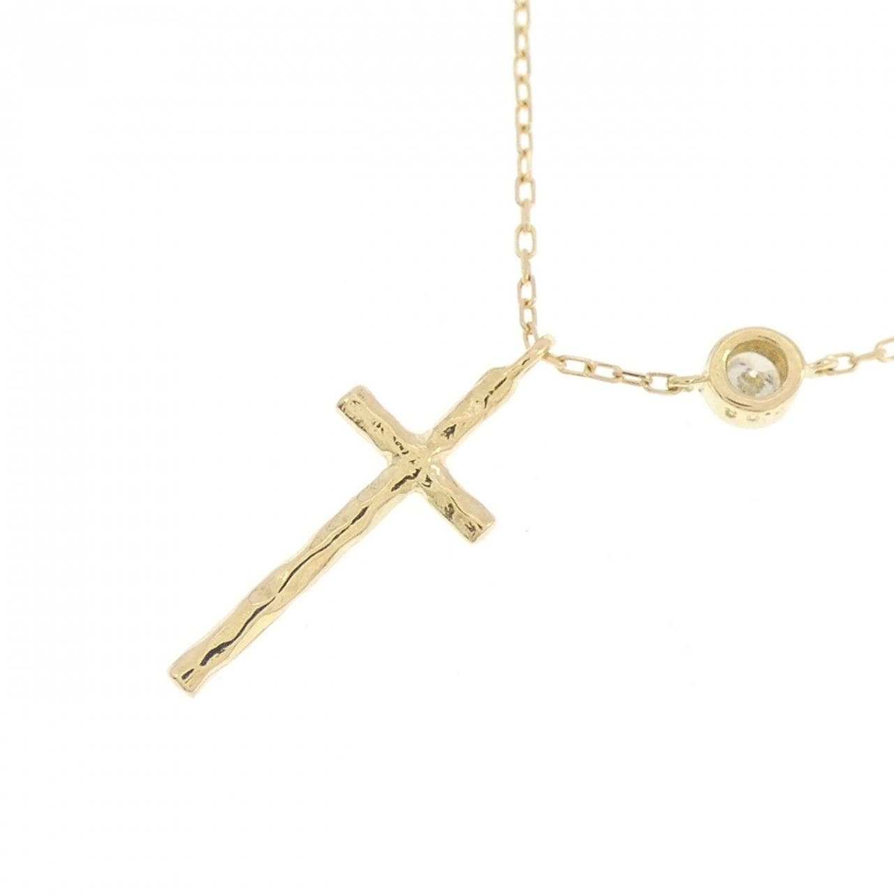 K18YG クロス ダイヤモンド ネックレス 0.03CT