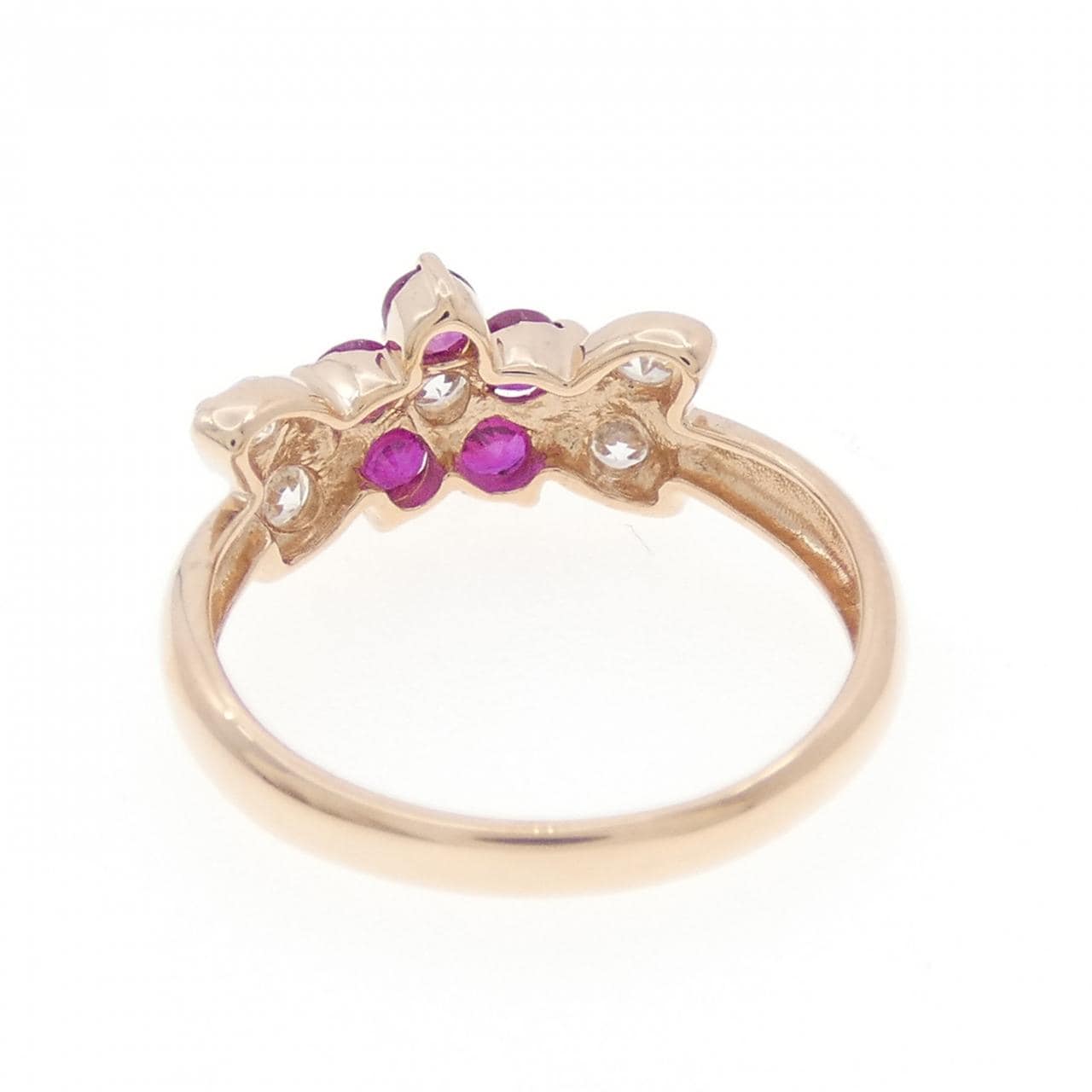 K10PG フラワー ルビー リング