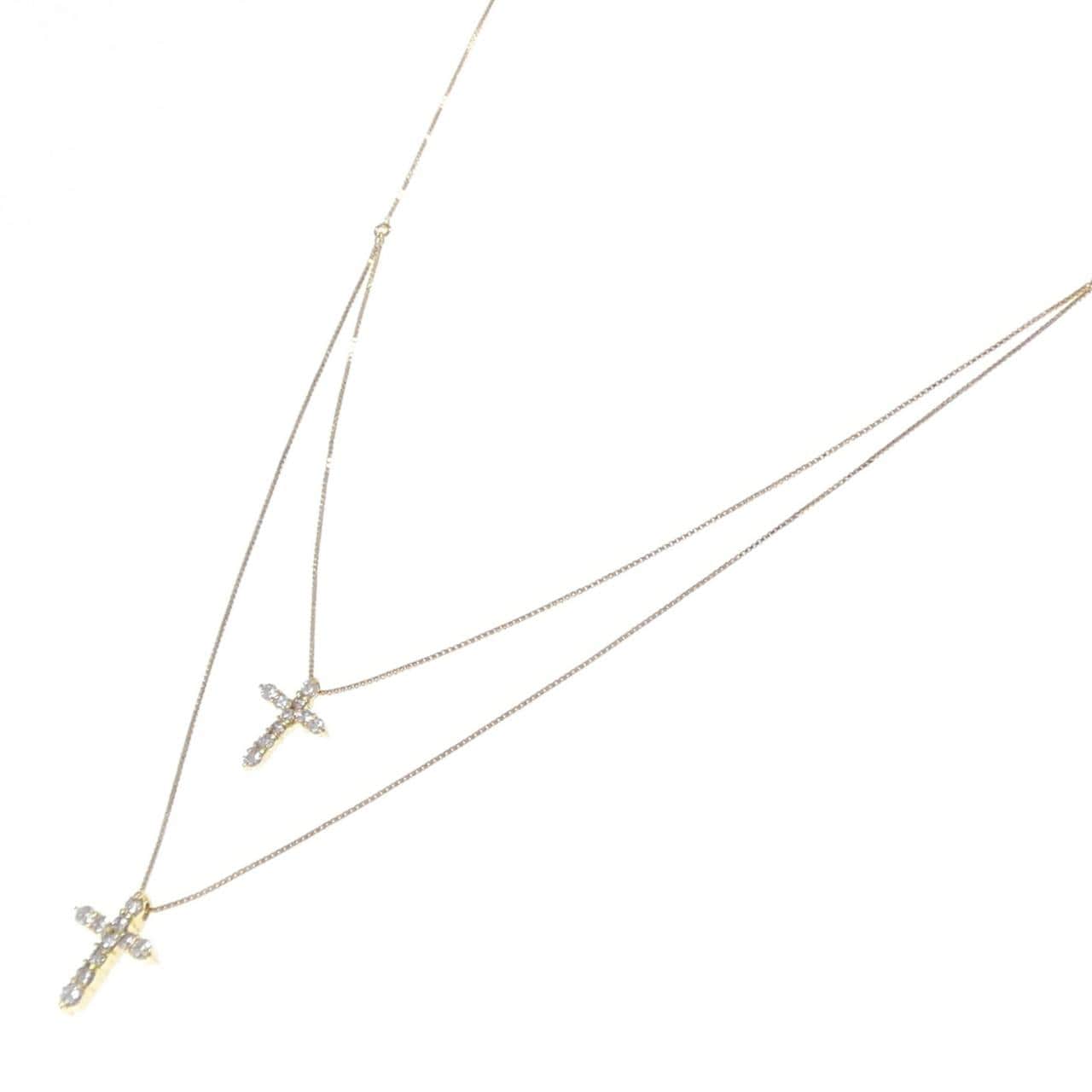 K18YG クロス ダイヤモンド ネックレス 0.2CT