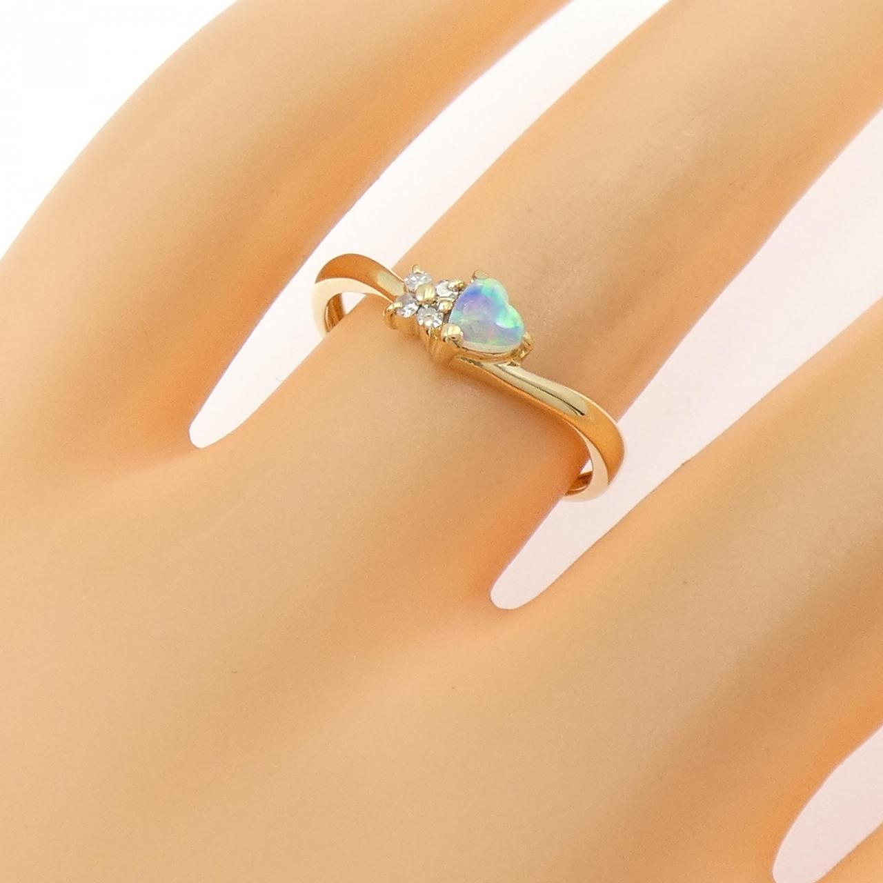 K18YG ハート オパール リング