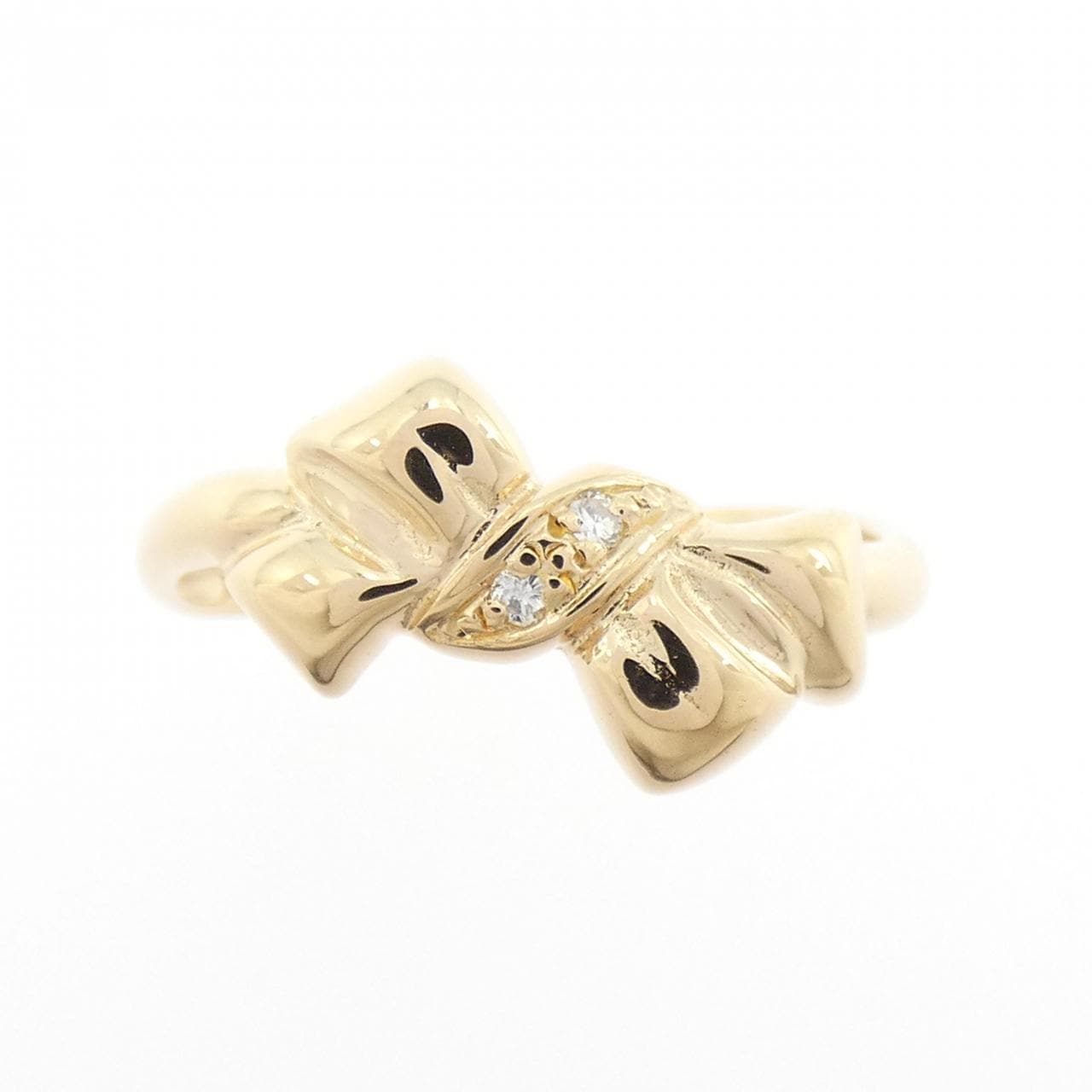 K18PG リボン ダイヤモンド リング 0.016CT