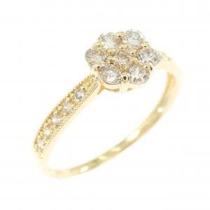 K18YG フラワー ダイヤモンド リング 0.50CT