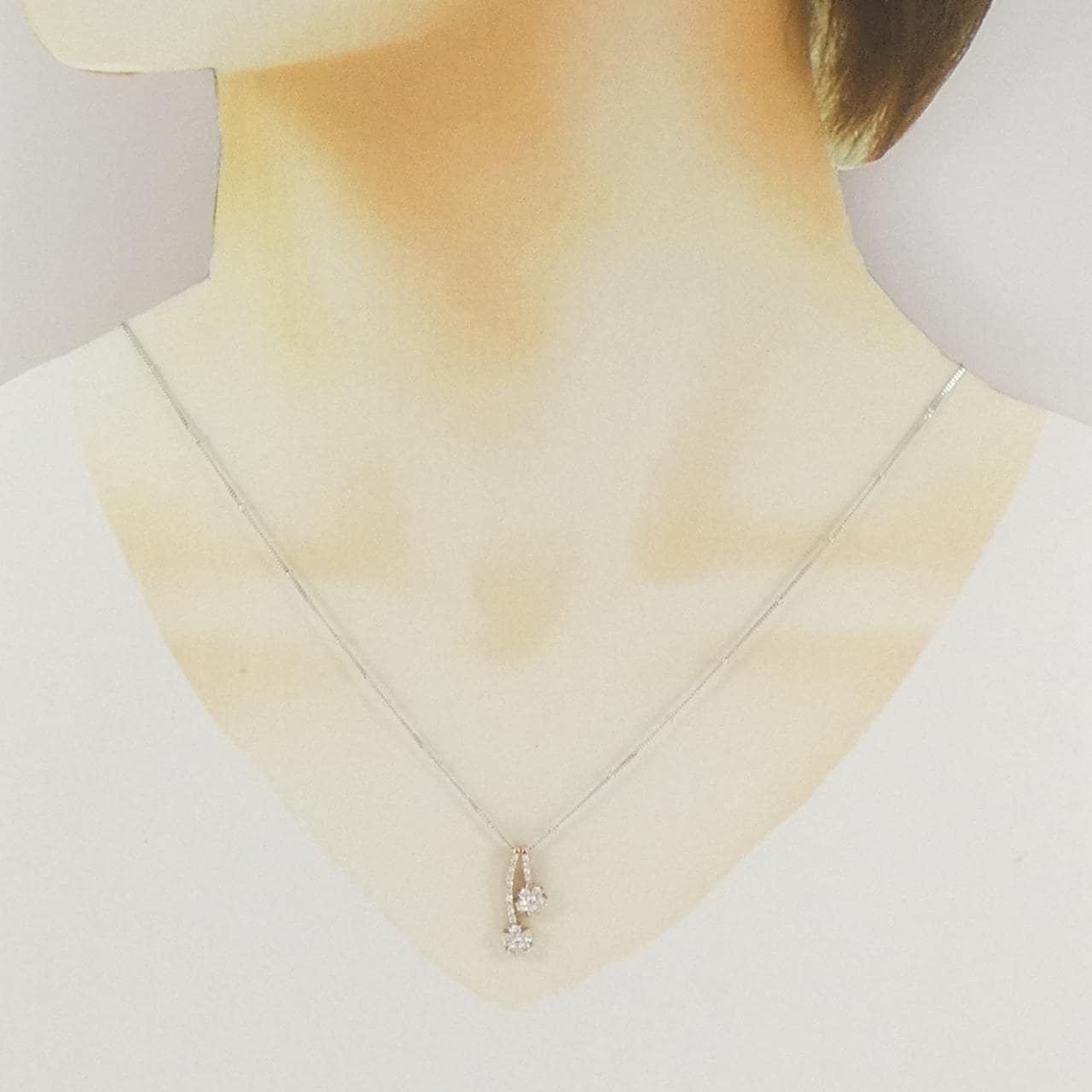 K18PG/750WG フラワー ダイヤモンド ネックレス 0.25CT