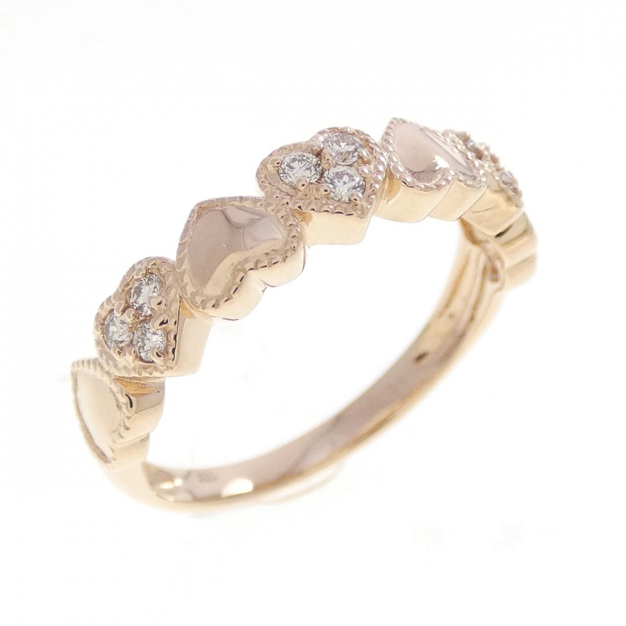K18PG ハート ダイヤモンド リング 0.10CT