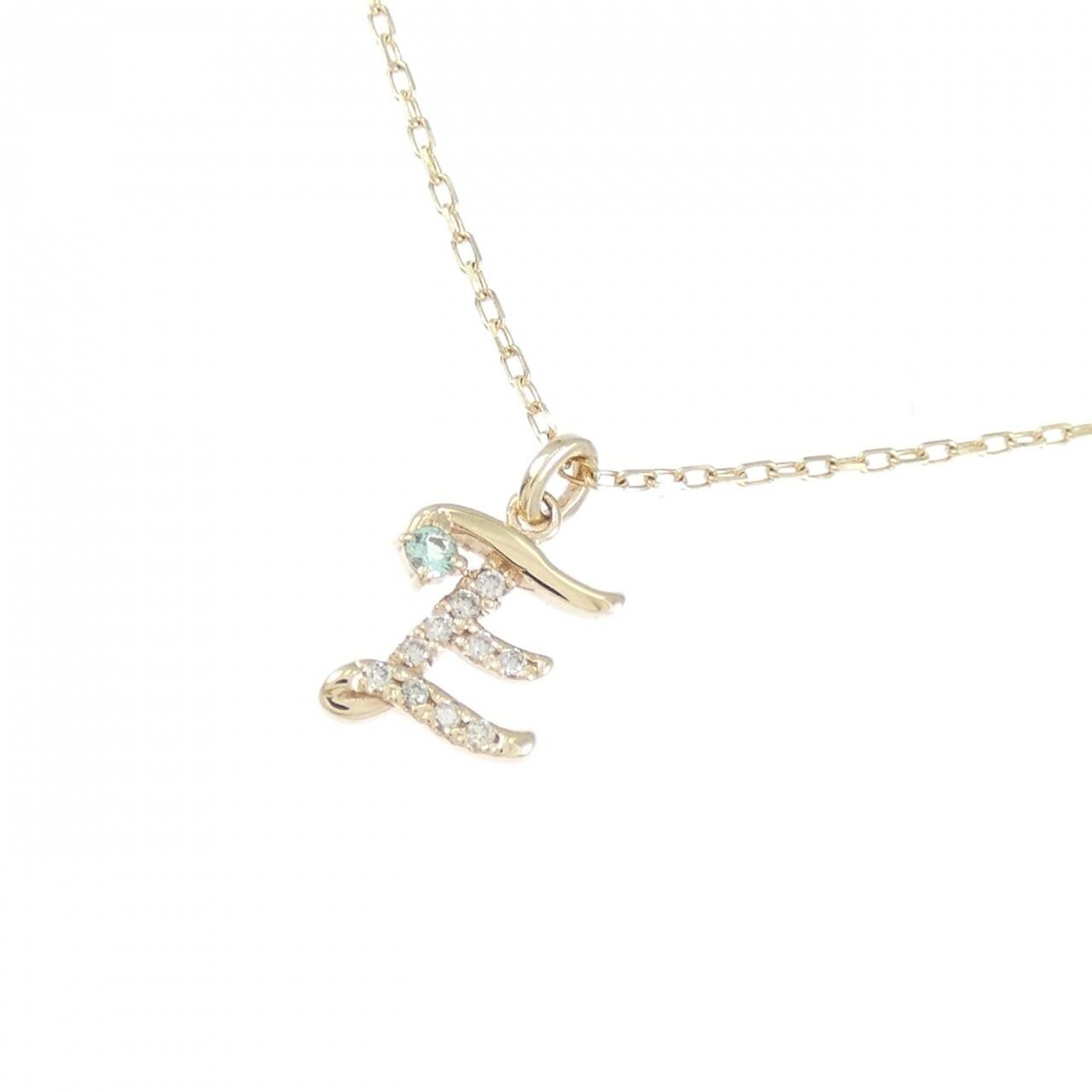 K10YG イニシャルE エメラルド ネックレス