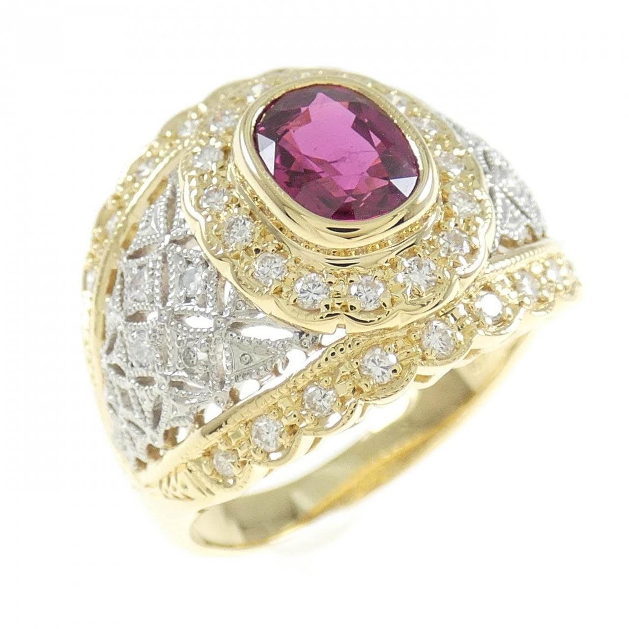 K18YG/PT900紅寶石戒指1.37CT