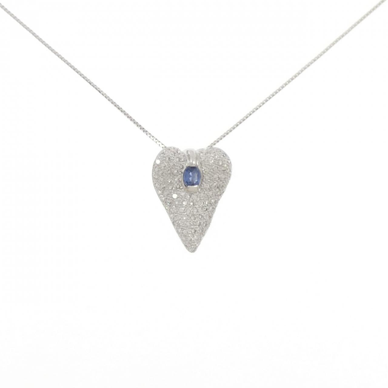 K18WG パヴェ サファイヤ ネックレス 0.21CT