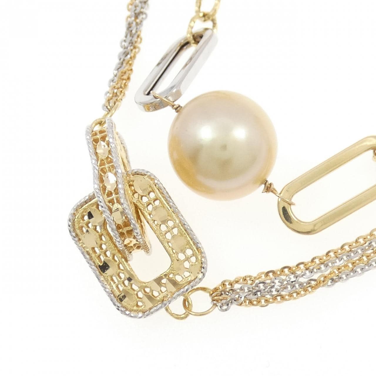 750YG/750WG 白蝶パール ネックレス