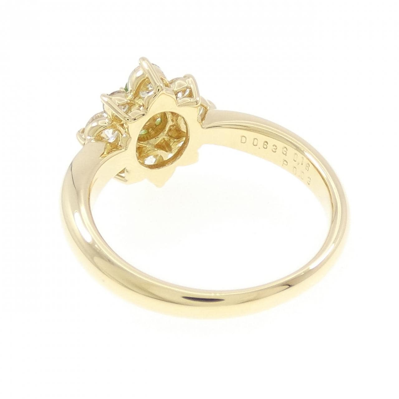 K18YG フラワー カラーストーン リング