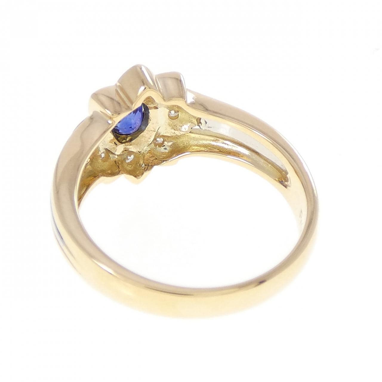 K18YG/PT900 フラワー サファイヤ リング 0.40CT