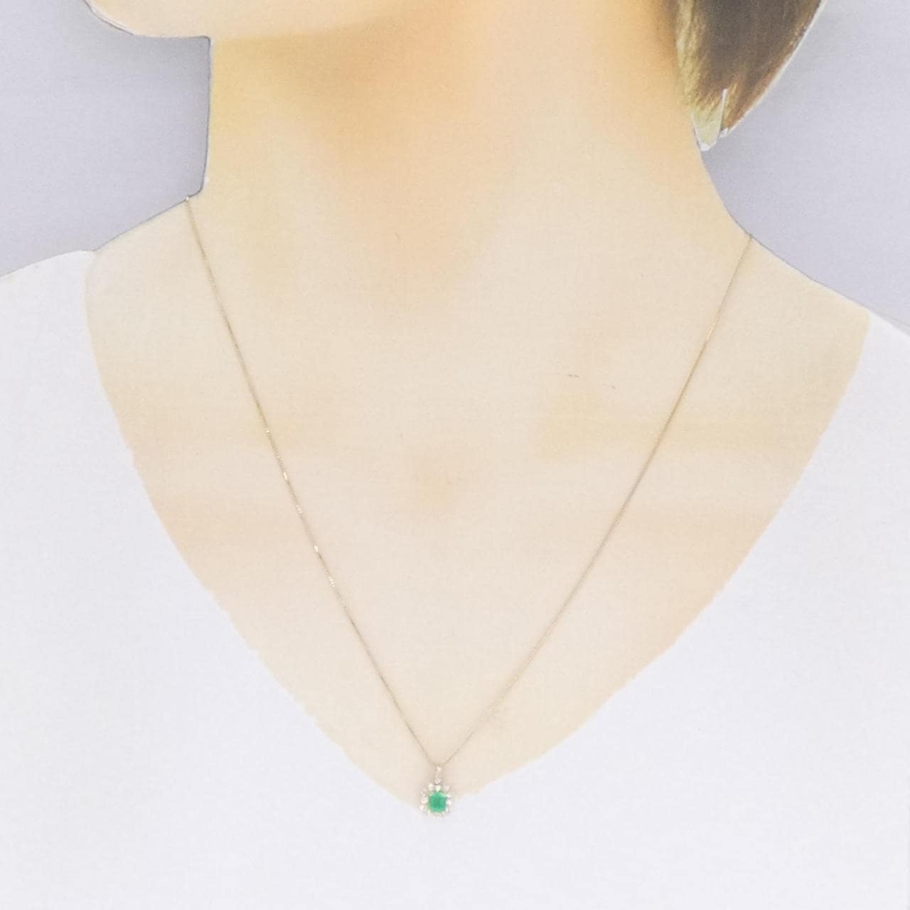 [BRAND NEW] K18YG emerald necklace 0.31CT