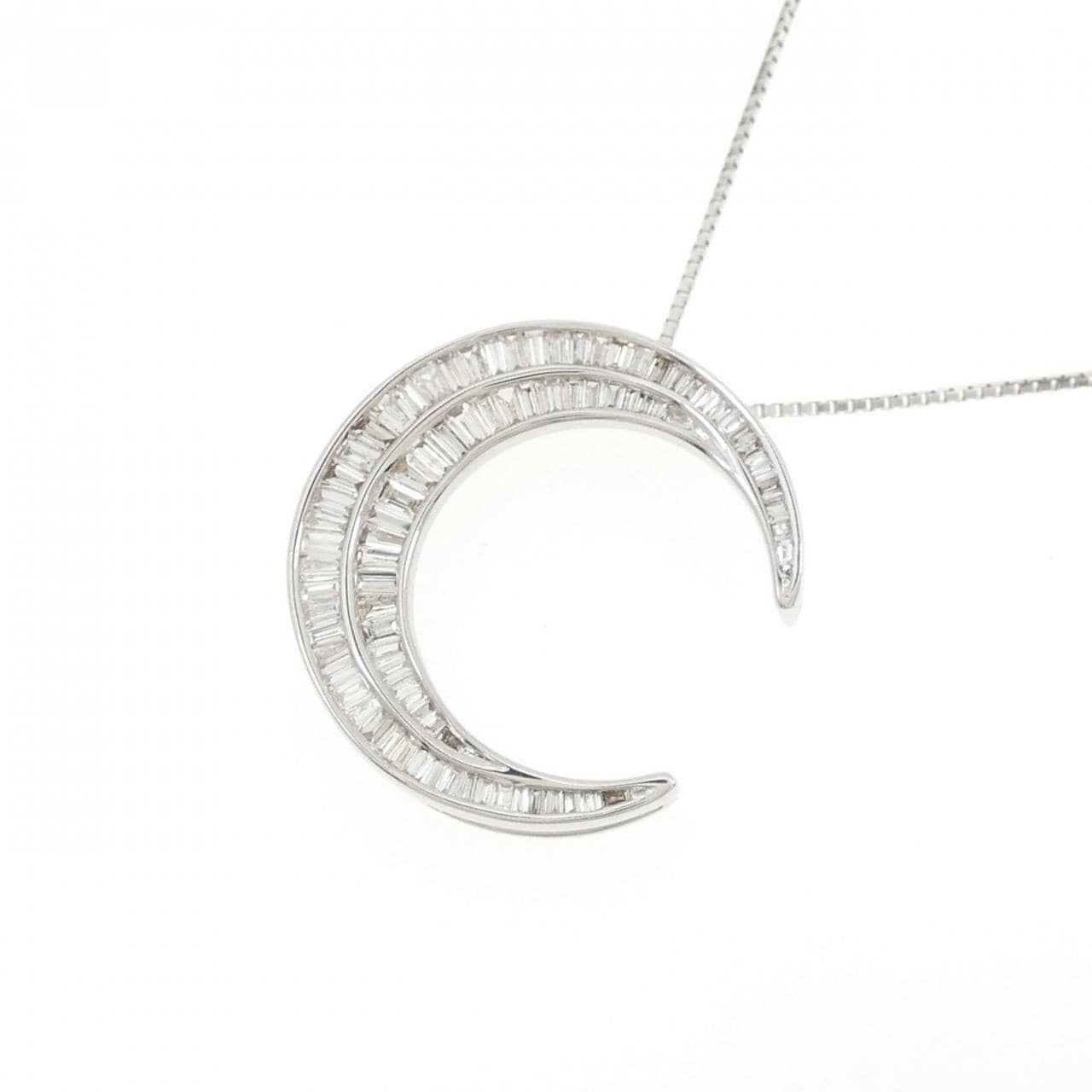 K18WG ムーン ダイヤモンド ネックレス 0.72CT
