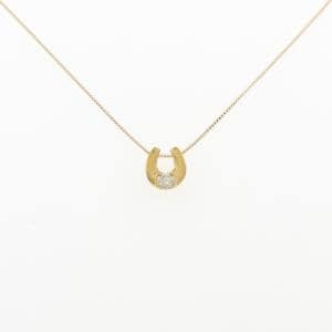 K24YG/K18YG ホースシュー ダイヤモンド ネックレス 0.10CT