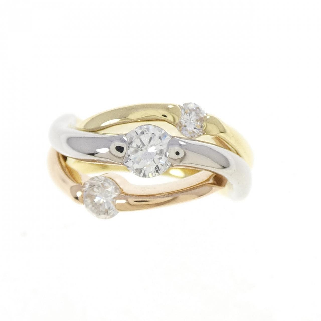 K18YG/PT900/K18PG ダイヤモンド リング 0.99CT