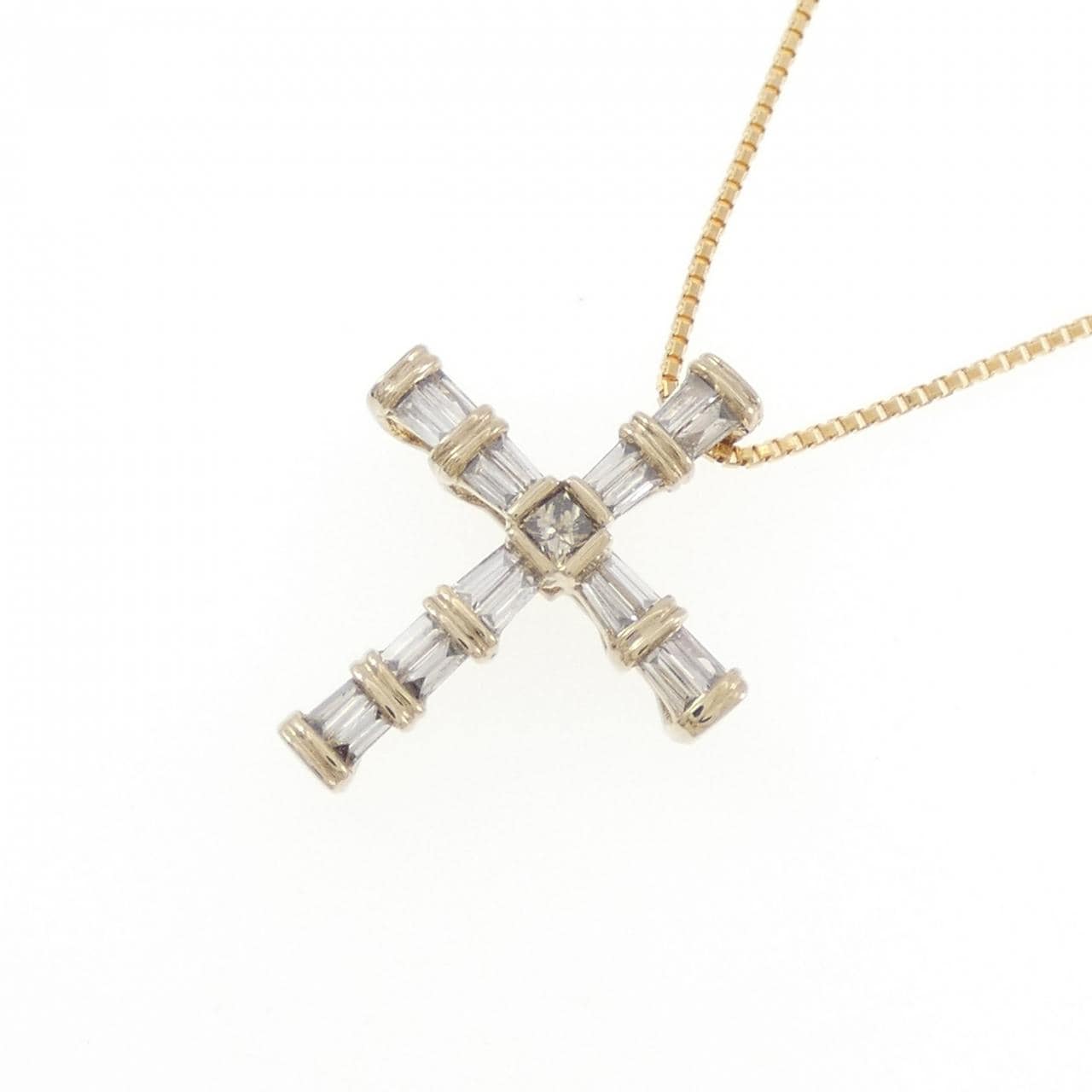 K18YG クロス ダイヤモンド ネックレス 0.33CT