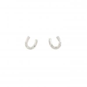K14WG ホースシュー ダイヤモンド ピアス 0.03CT