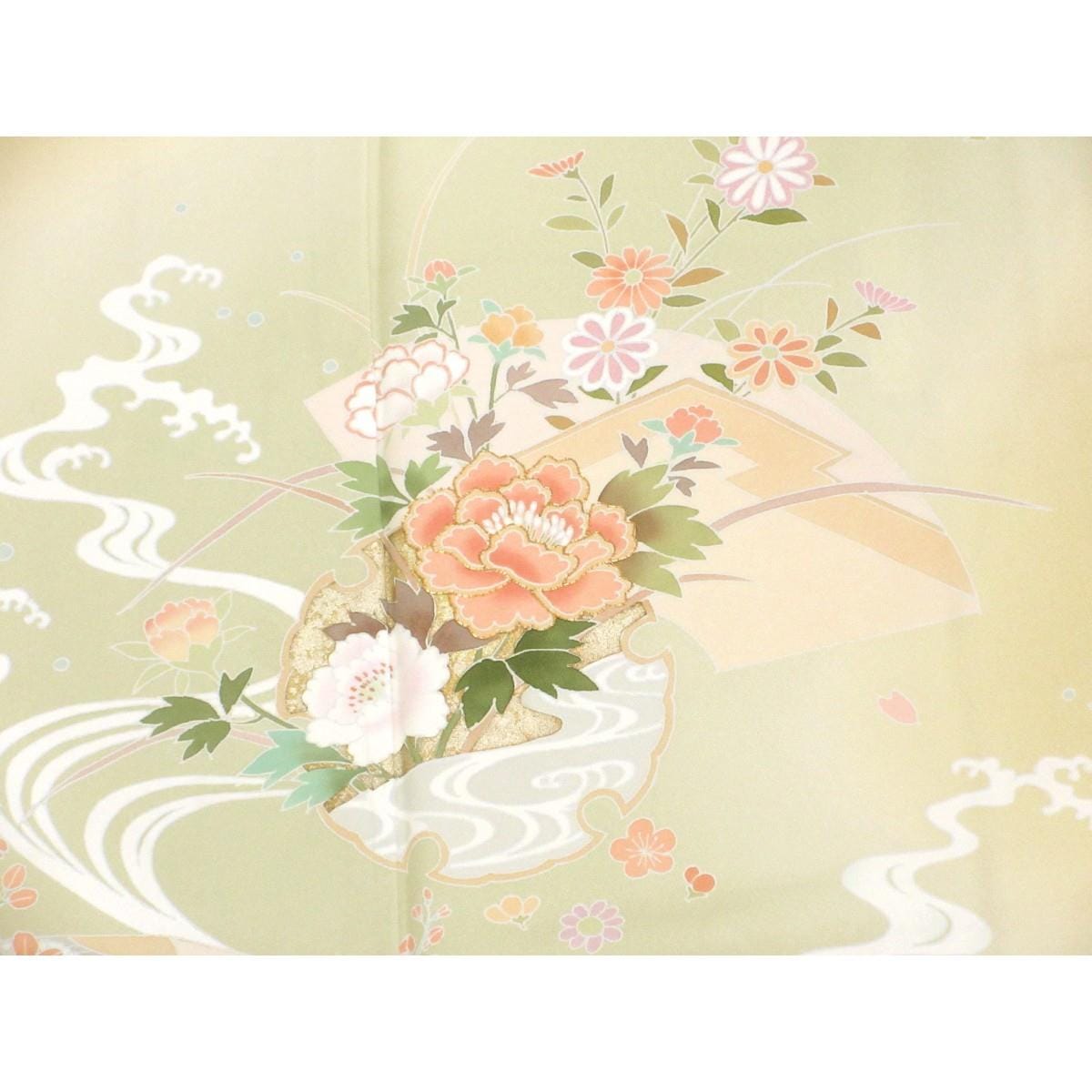 【未使用品】訪問着　友禅金彩加工　刺繍入りボカシ染