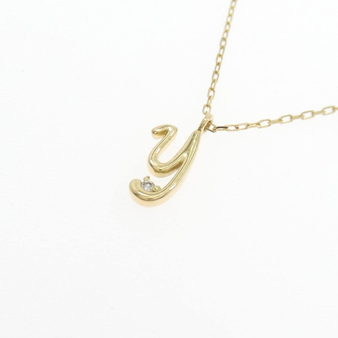 K18YG イニシャルY ダイヤモンド ネックレス 0.01CT
