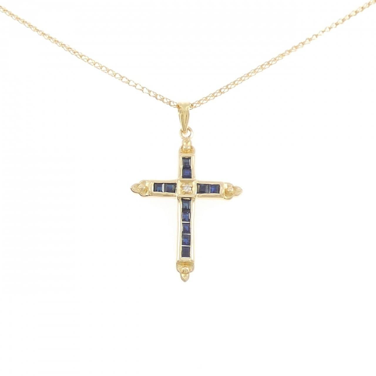 K18YG クロス サファイヤ ネックレス 0.65CT