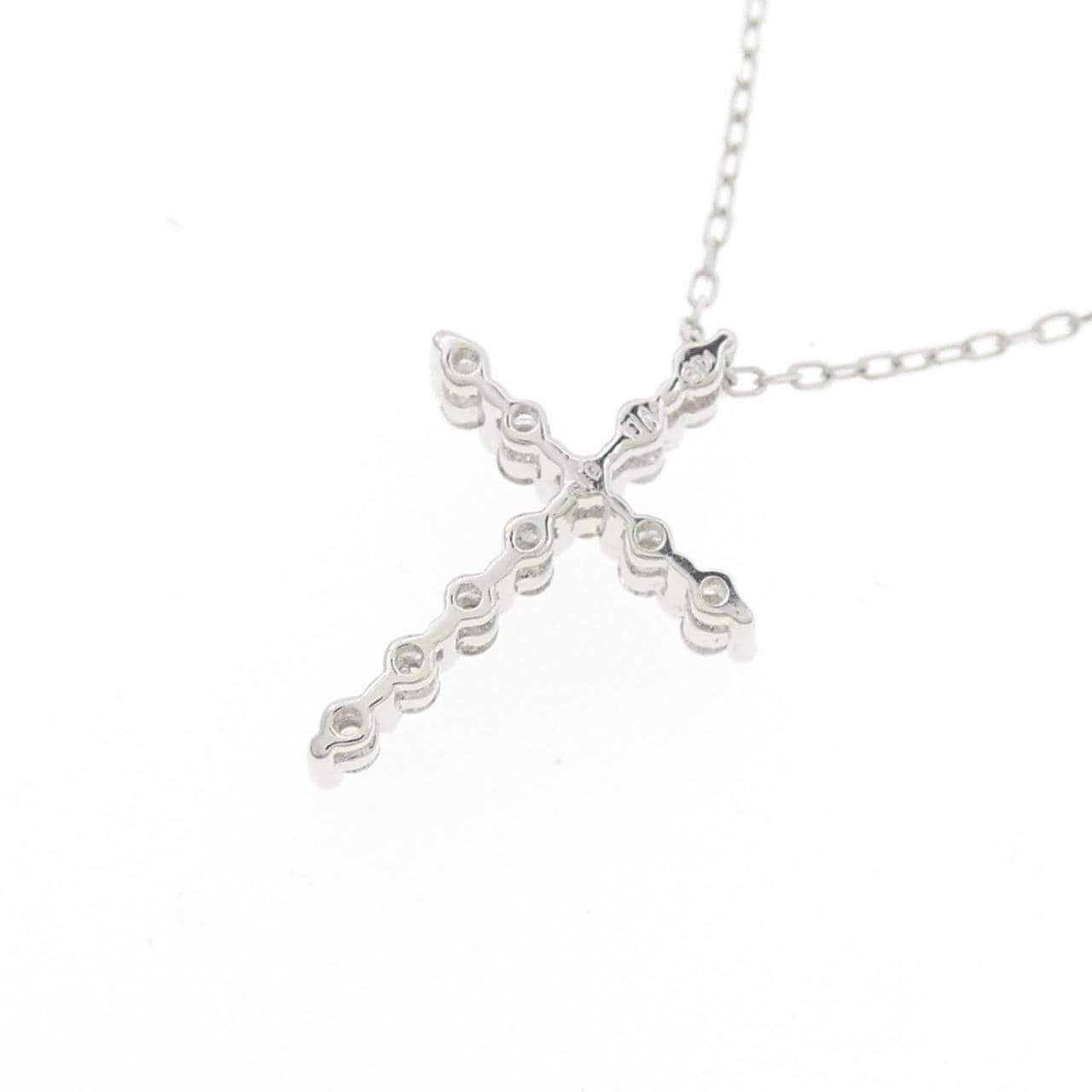 K18WG クロス ダイヤモンド ネックレス 0.15CT