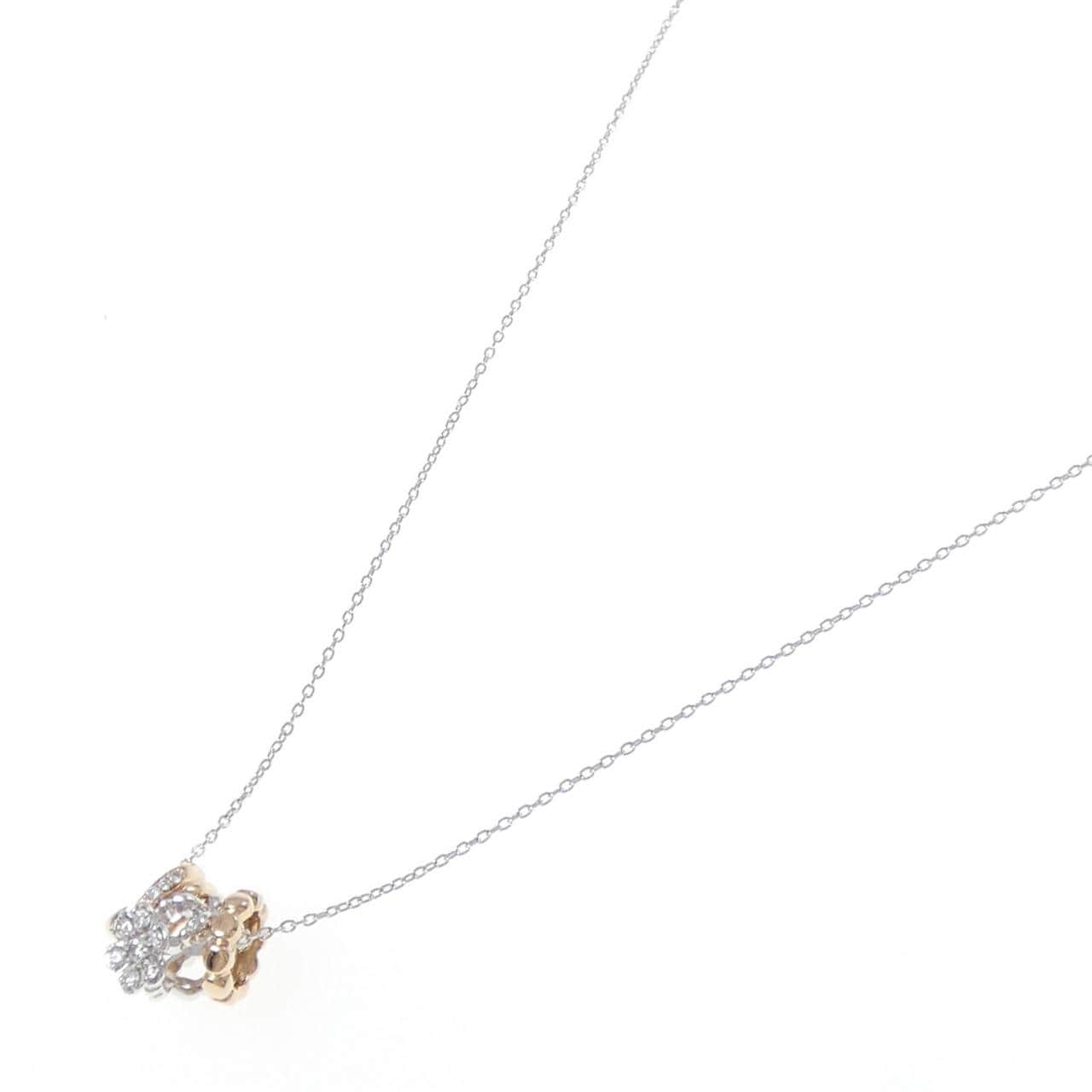 K18WG/K18PG フラワー ダイヤモンド ネックレス 0.02CT