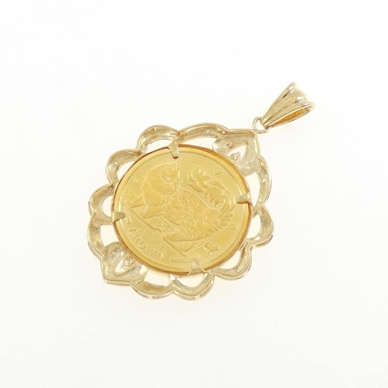 K18YG(枠) ダイヤモンド コイン 0.10CT