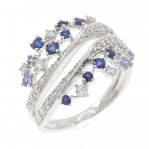 K18WG サファイヤ リング 0.37CT