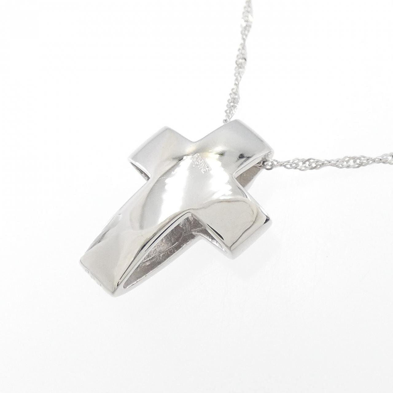 K18WG クロス ダイヤモンド ネックレス 0.05CT