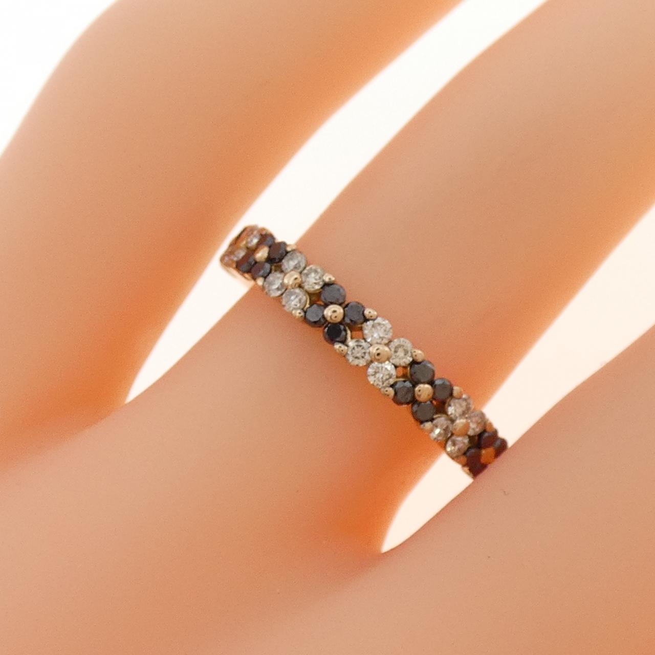 K18PG フラワー ダイヤモンド リング 0.36CT
