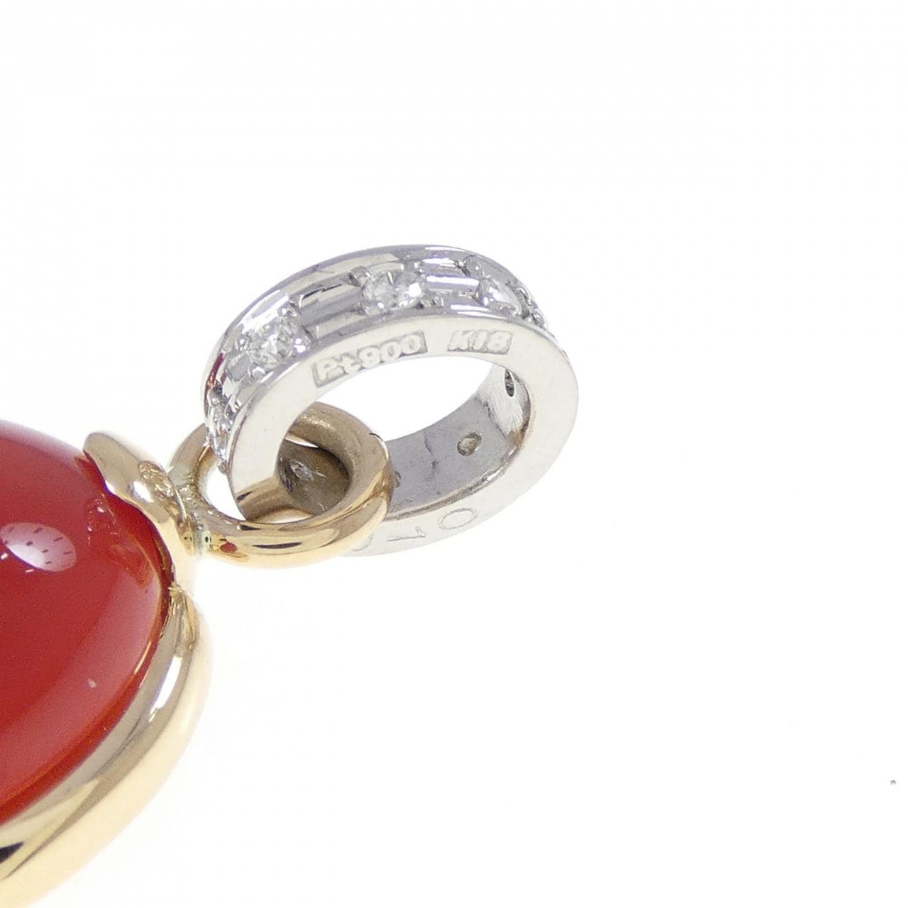K18YG/PT900 サンゴ ペンダント 13.37CT