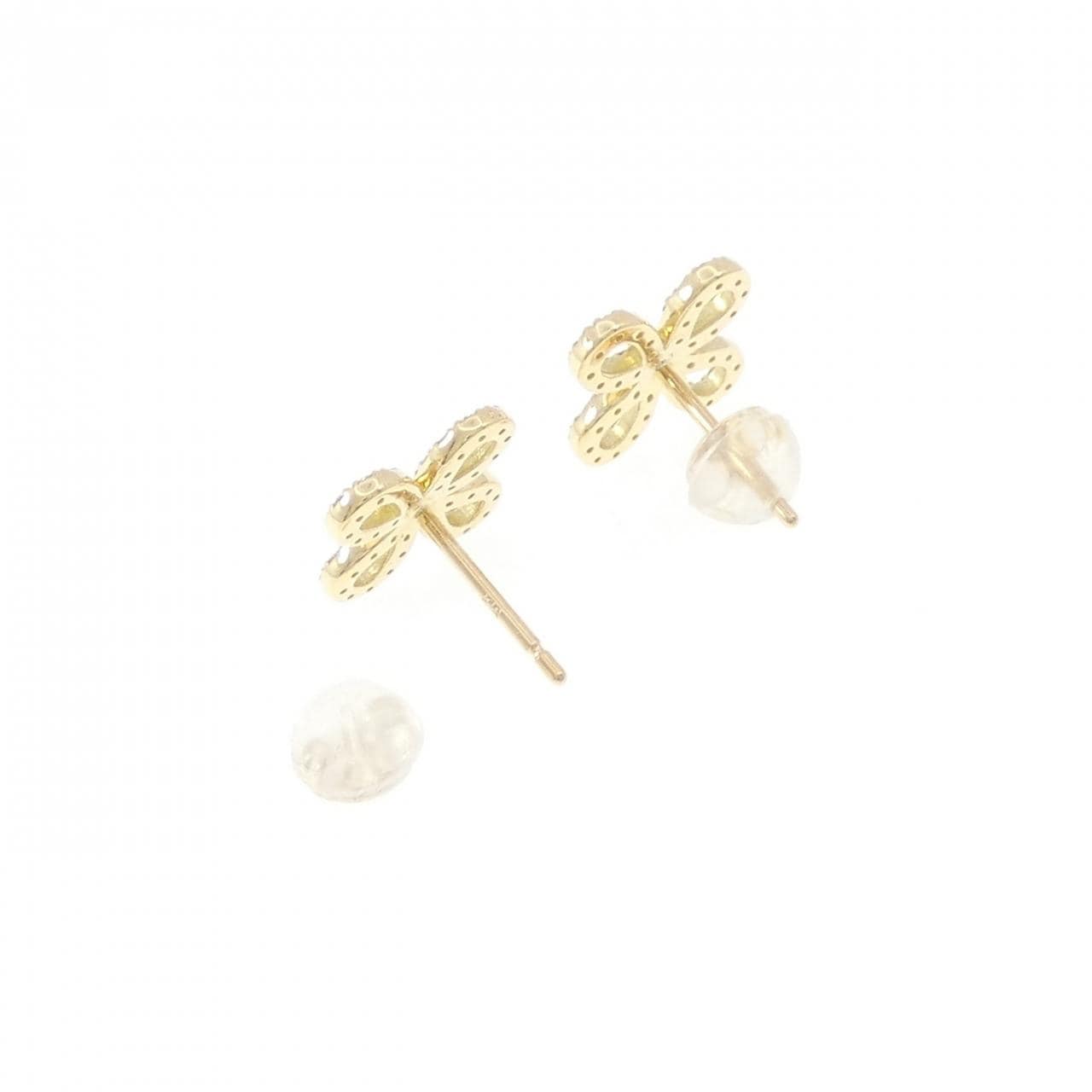 K18YG フラワー ダイヤモンド ピアス 0.24CT