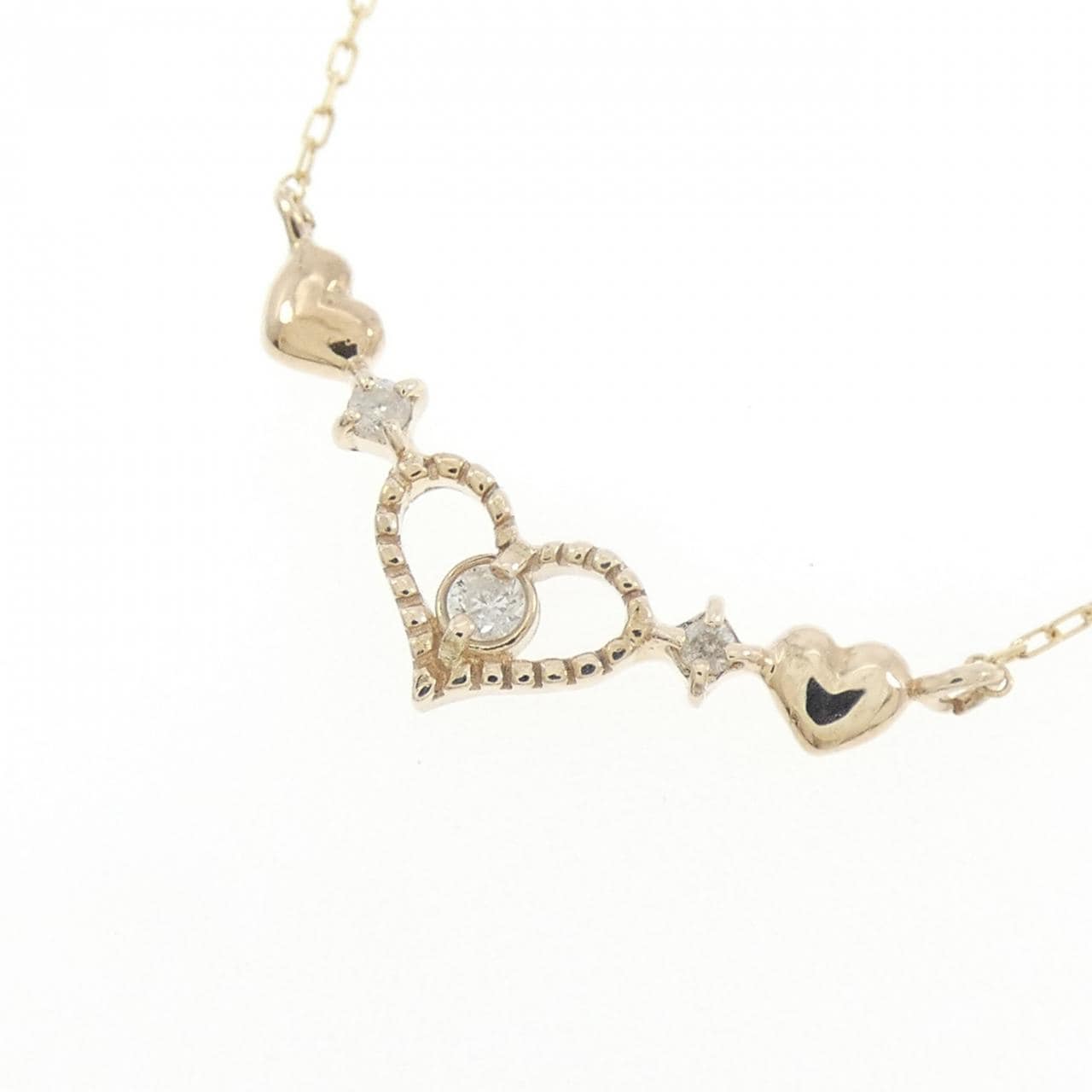 K10YG ハート ダイヤモンド ネックレス 0.03CT