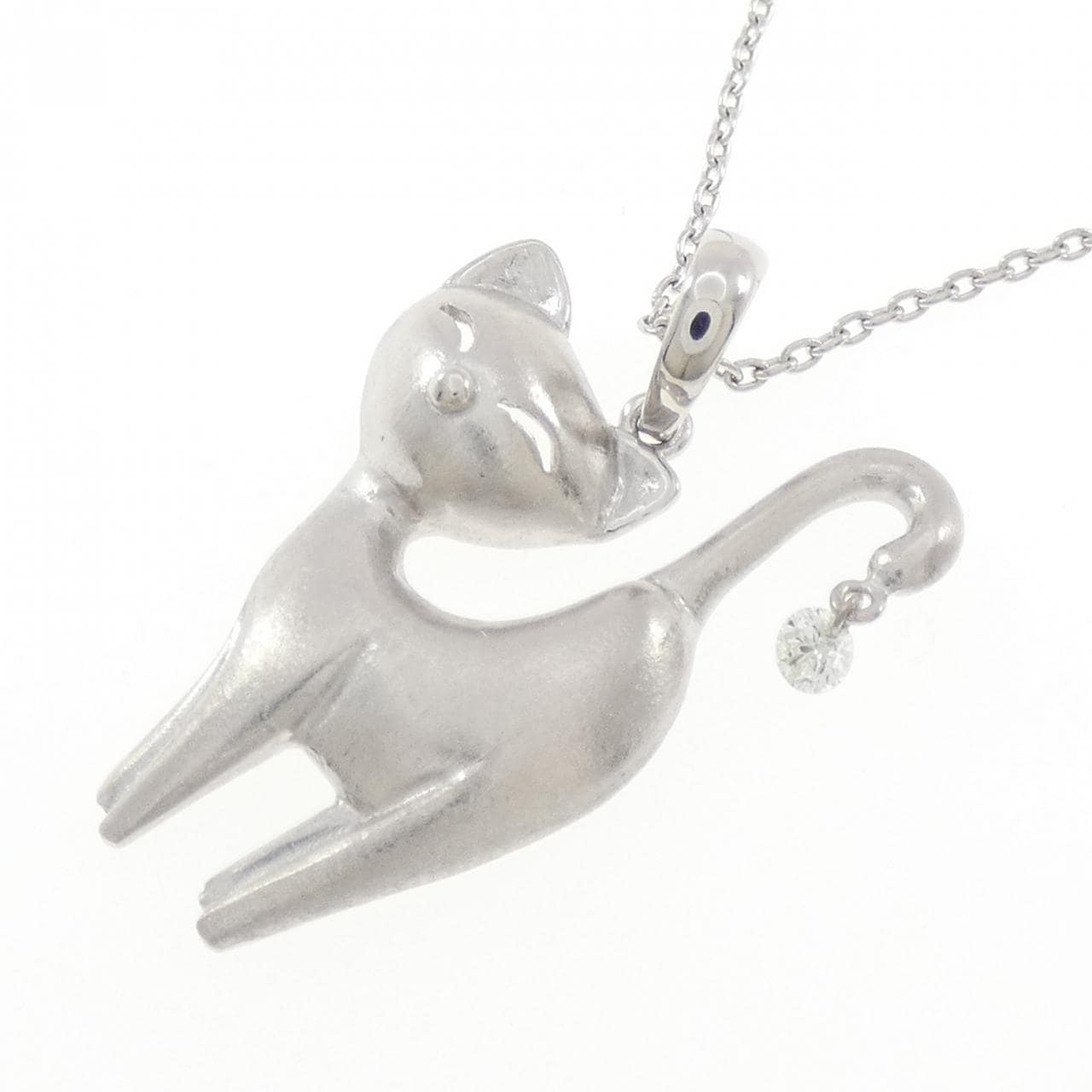 K18WG キャット ダイヤモンド ネックレス 0.06CT