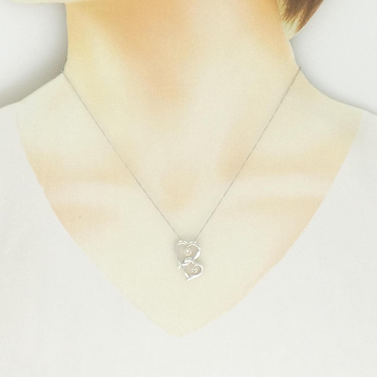 K18WG ハート ダイヤモンド ネックレス 0.30CT