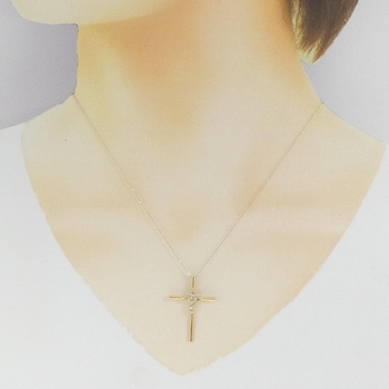 K18YG クロス ダイヤモンド ネックレス 0.3CT