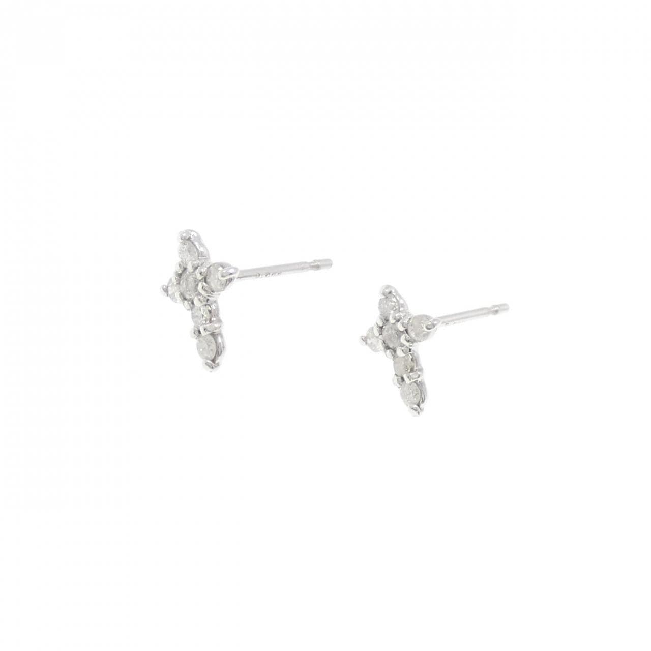 PT900 クロス ダイヤモンド ピアス 0.20CT