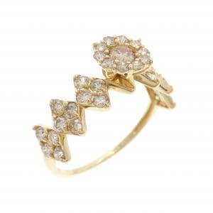 K18YG フラワー ダイヤモンド リング 1.00CT