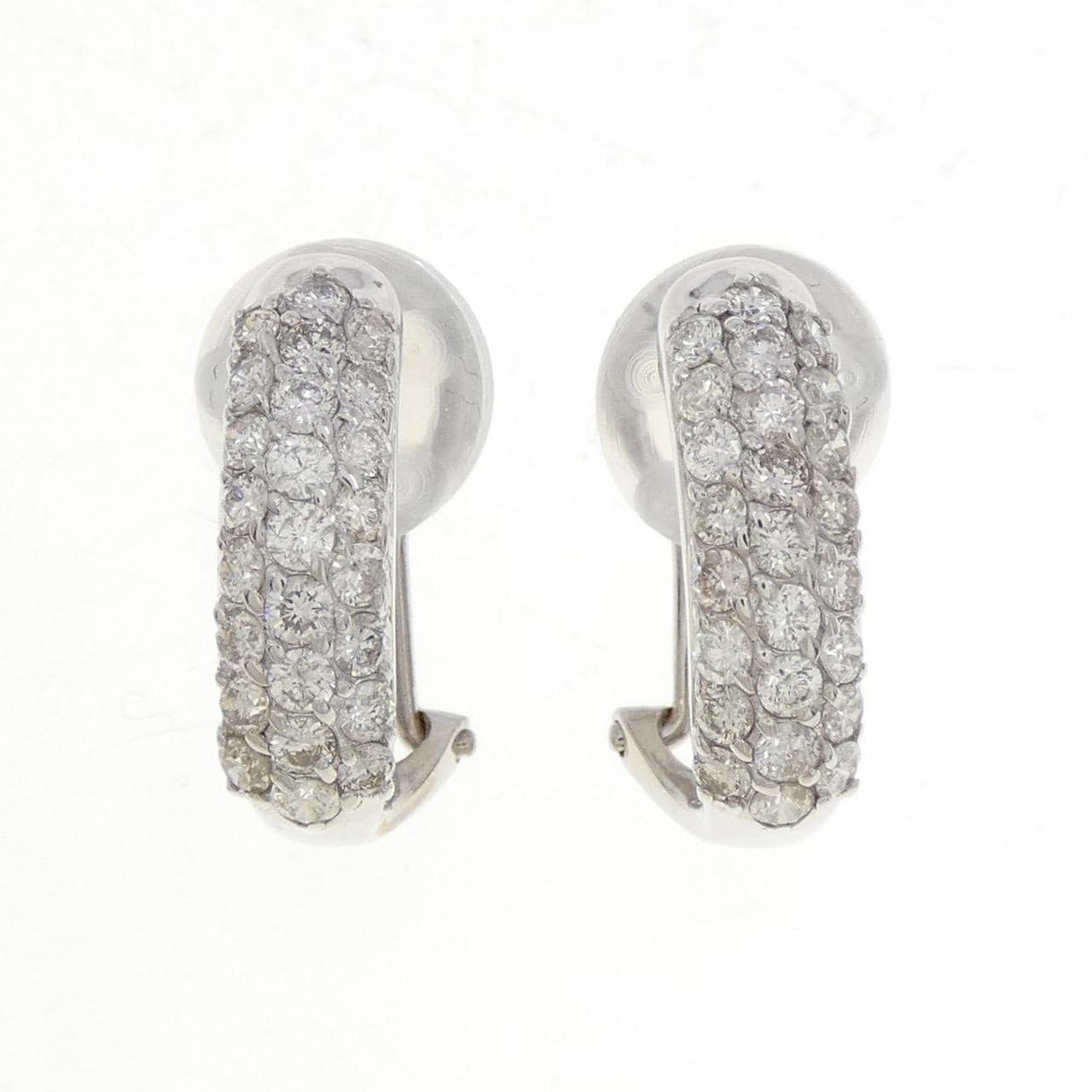K18WG パヴェ ダイヤモンド ピアス 1.0CT
