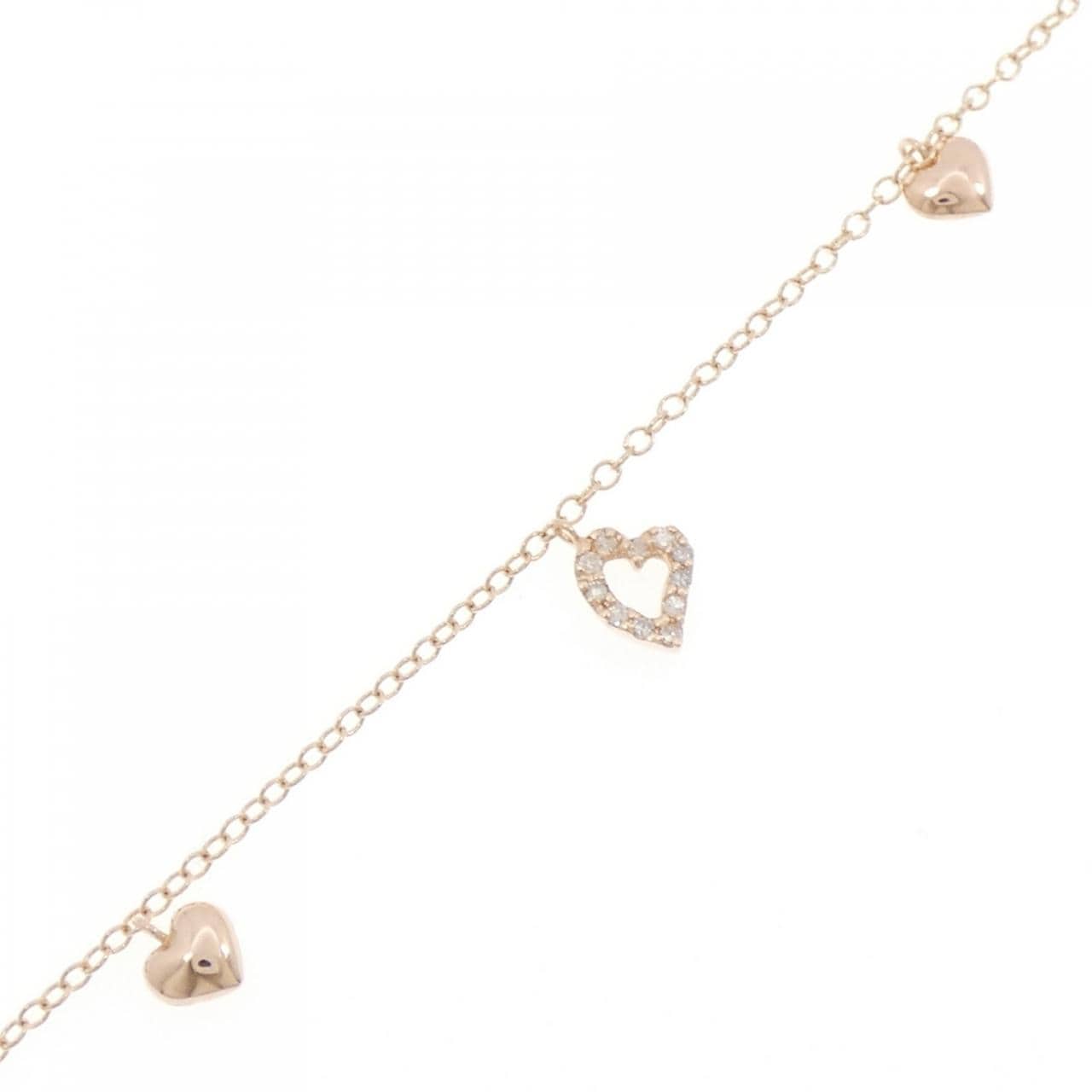 K10PG ハート ダイヤモンド ブレスレット