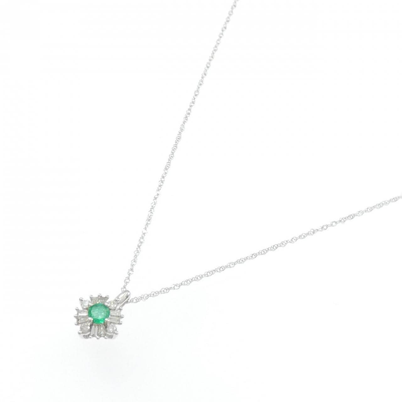 K18WG Emerald Necklace 0.08CT